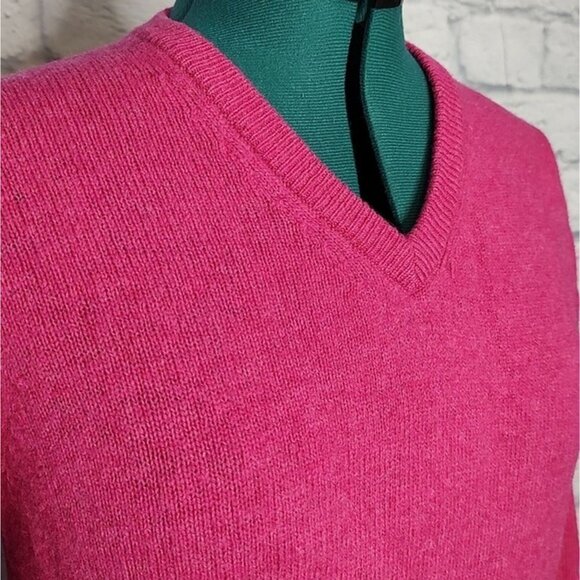 LAMBSWOOL women's pink v - neck 100% wool pullover sweater Sz S - Picture 3 of 8